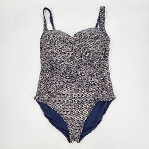 Niptuck Swimsuit One Piece Navy Blue Gold Size 10